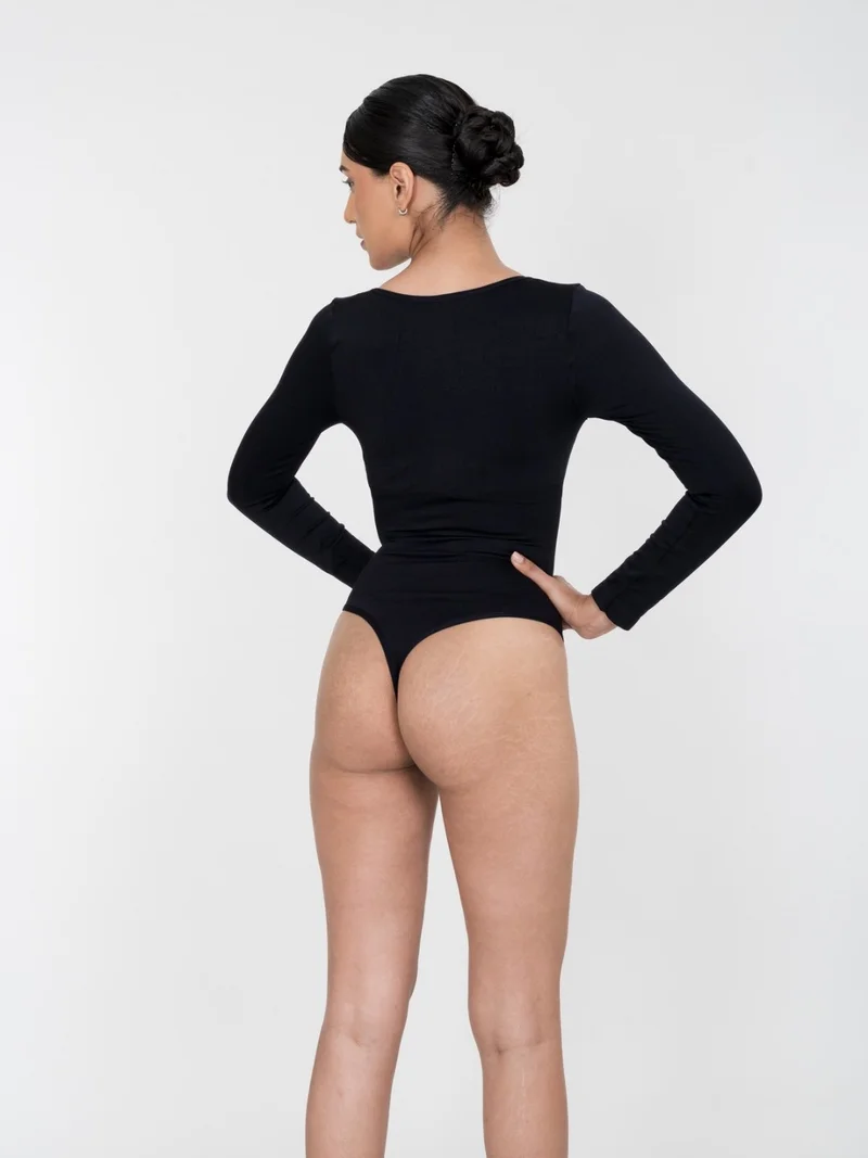 Shapercult Store Black Full Sleeves Bodysuit for Women